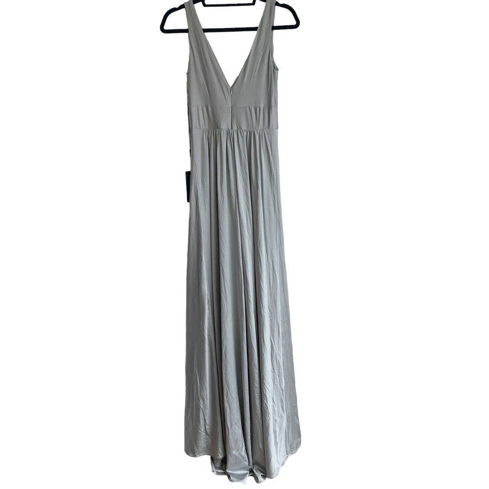 LA FEMME Women's Gray Plunge Neck A-Line Gown Size 6 NWT - Picture 5 of 10